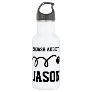 Personalised sports water bottle for squash player