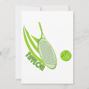 Personalised Sports With Name Tennis Invitation