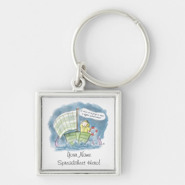 Personalised Spreadsheet Hero! Key Ring (Front)