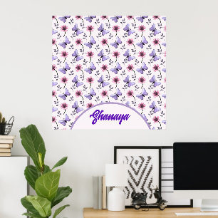 Personalised Spring Butterfly Floral Gift Poster
