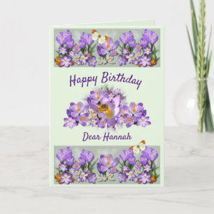 Personalised Spring Crocus Custom Text Birthday Holiday Card