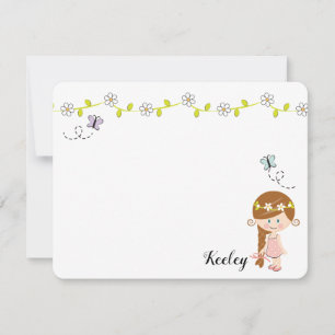 Personalised Spring Flower Little Girl Note Cards