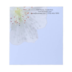 Personalised Spring White Flower on Light Blue Notepad