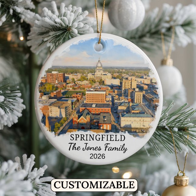 Personalised Springfield Ornament, Custom Illinois Ceramic Ornament (Creator Uploaded)