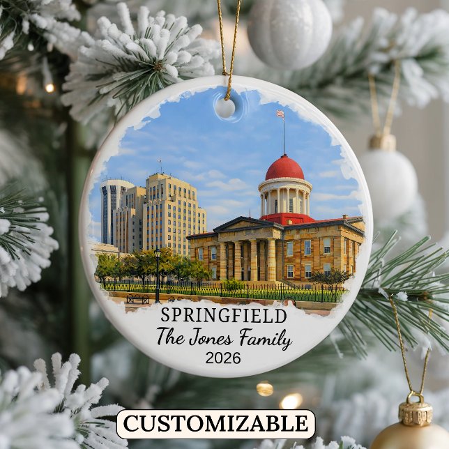 Personalised Springfield Ornament, Custom Illinois Ceramic Ornament (Creator Uploaded)