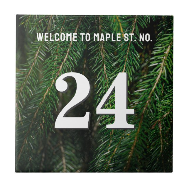 Personalised spruce tree House / Apartment Number Ceramic Tile (Front)