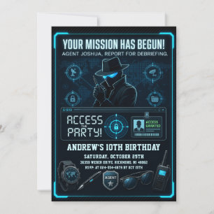Personalised Spy Mission Birthday Invitation