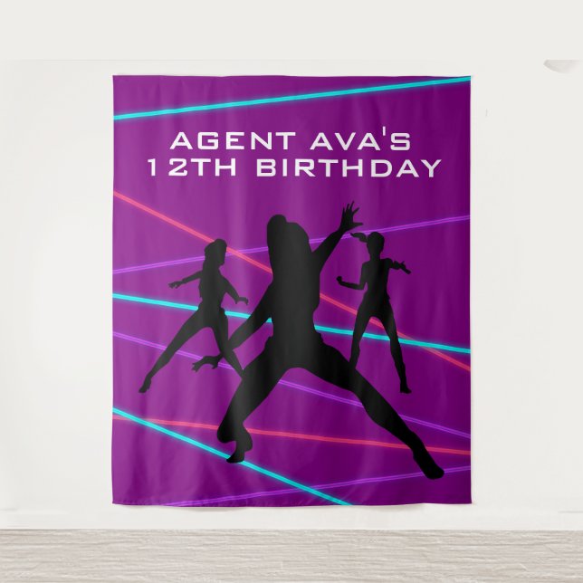 Personalised Spy Party Laser Tapestry (Front)
