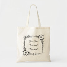 Personalised Square Floral Frame Tote