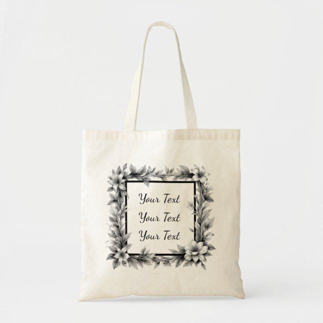 Personalised Square Floral Tote (Front)