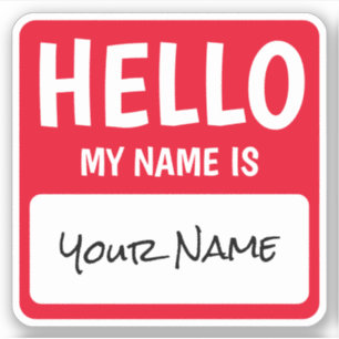Personalised Square Hello My Name Is Sticker