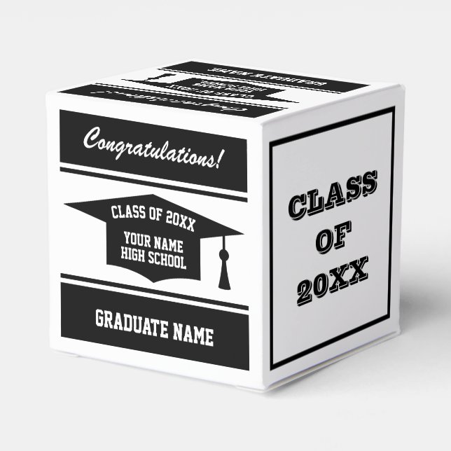 Personalised square High School graduation party Favour Box (Back Side)