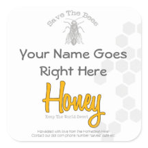 Personalised Square Honey Bottle Custom Label