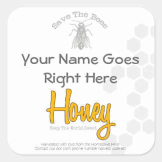 Personalised Square Honey Bottle Custom Label
