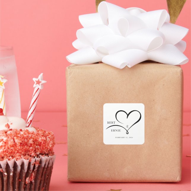 Personalised Square Sticker Custom Wedding Design (Party)