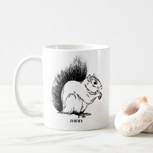 Personalised Squirrel Illustrated Wildlife Coffee Mug