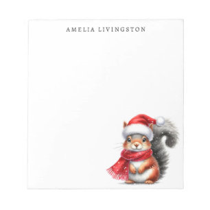 Personalised Squirrel in a Santa Hat Christmas  Notepad