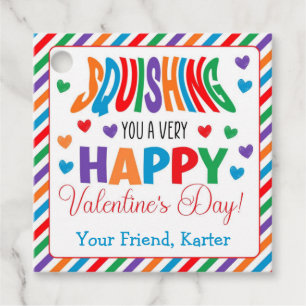 Personalised Squishing You a Happy Valentine's Day Favour Tags