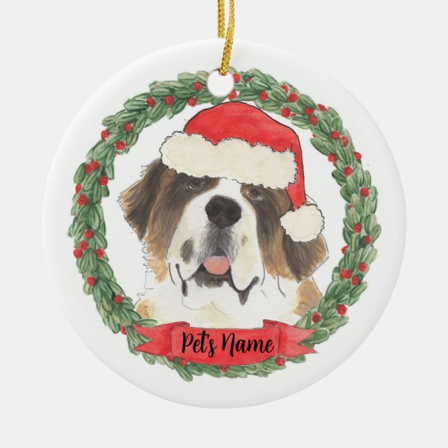 Personalised St. Bernard Ceramic Ornament (Front)