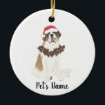Personalised St. Bernard Ceramic Ornament<br><div class="desc">Make the nice list this year with a personalised ornament of your sweet St. Pernard elf! For the sweetest gifts,  pair it with a matching art print or another item from my collection!</div>