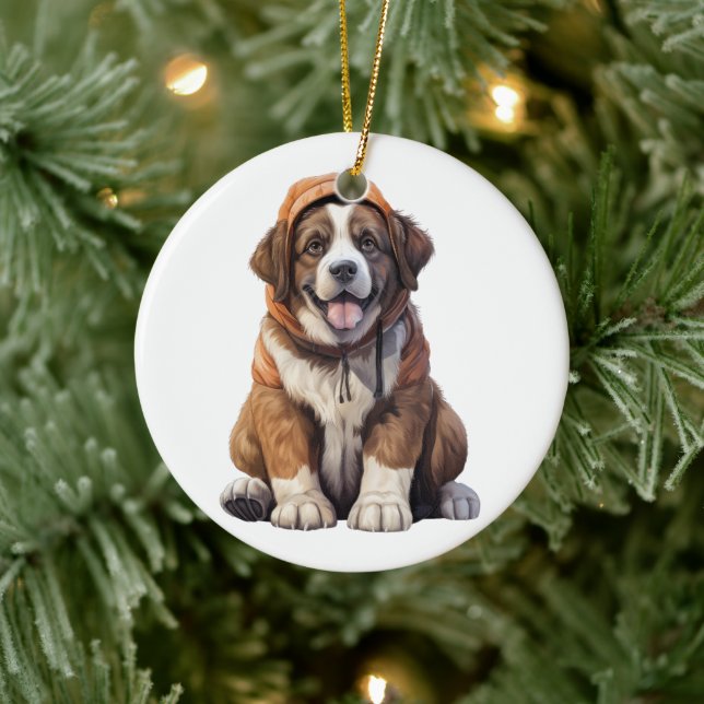 Personalised St. Bernard Saint Bernard Dog Ceramic Ornament (Tree)
