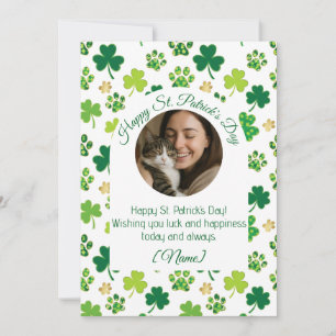 Personalised St. Patrick’s Day Cat Lover Greeting  Holiday Card