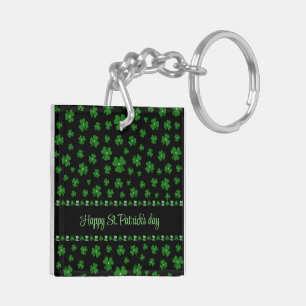 Personalised St. Patrick’s Day Shamrock on Black Key Ring