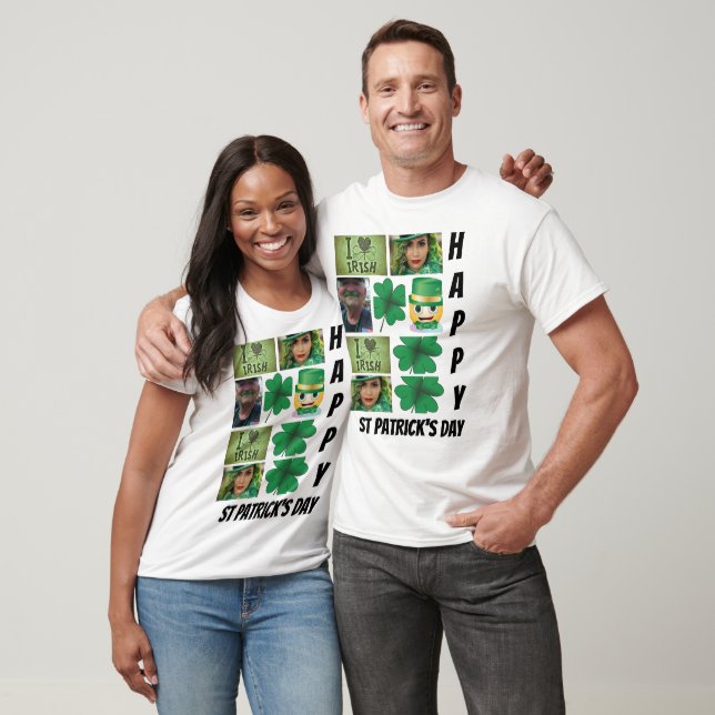 Personalised  St Patrick's Day 9  Photo Collage T-Shirt (Unisex)