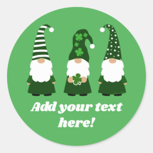 Personalised St Patricks Day Gnomes Cute Classic Round Sticker