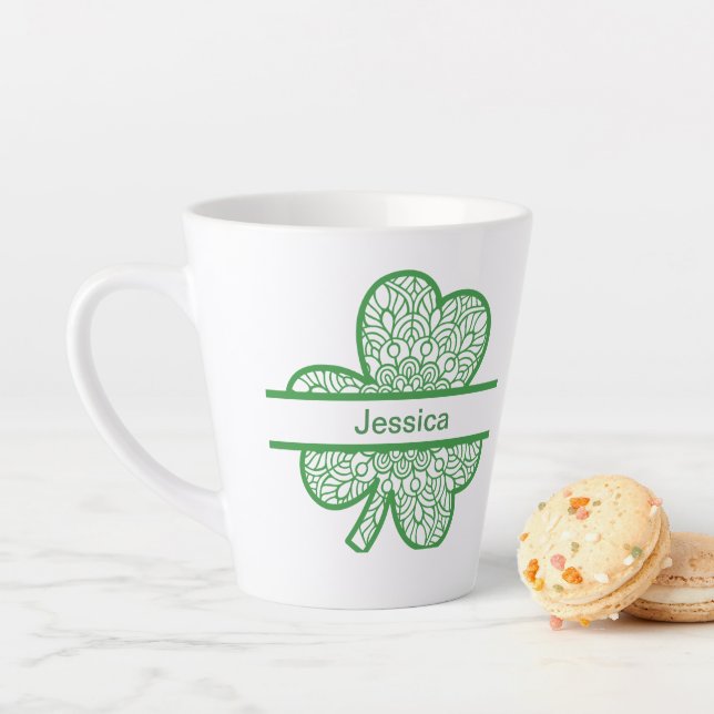Personalised St. Patrick's Day Green Shamrock  Latte Mug (In Situ)
