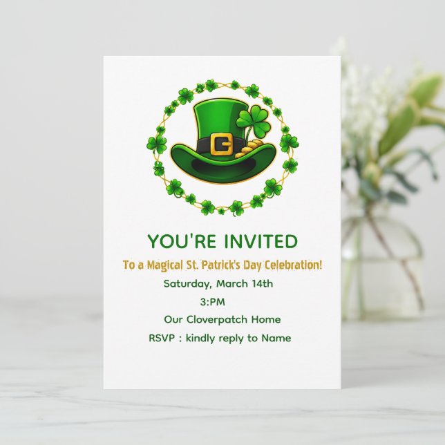 Personalised St. Patrick's Day Invite Card (Standing Front)