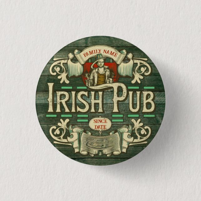 Personalised St Patricks Day Irish Pub Funny 3 Cm Round Badge (Front)