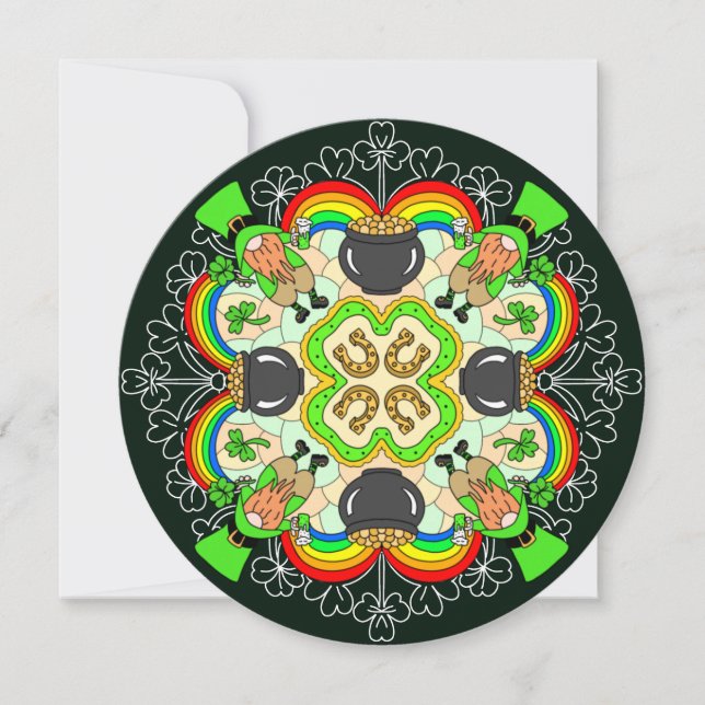 Personalised St Patrick's Day Mandala Holiday Card (Front)