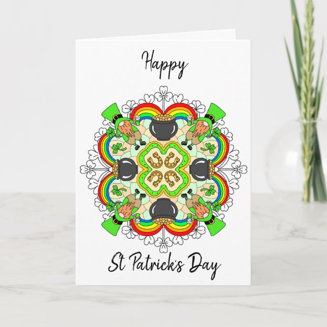 Personalised St Patrick's Day Mandala  Holiday Card (Front)