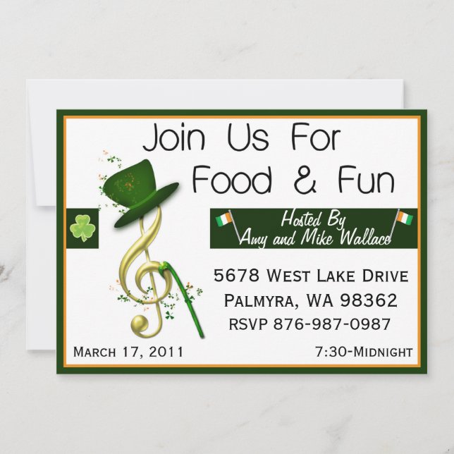 Personalised St. Patrick's Day Party Invitations (Front)