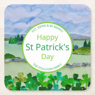 Personalised St Patrick's Day Square Paper Coaster