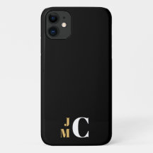 Personalised Stacked Initial, Black/Gold/White