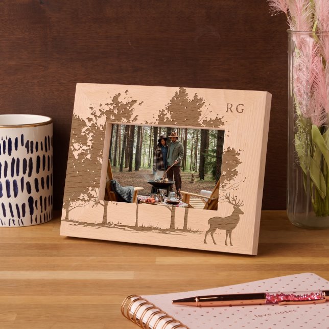 Personalised Stag And Forest Monogram Etched Frames (Personalized Stag And Forest Monogram Engraved Frames by Ricaso. Perfect custom made gift idea
)