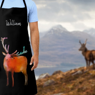 Personalised Stag with Antlers Apron