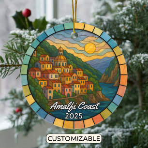 Personalised Stained Glass Amalfi Coast Ornament