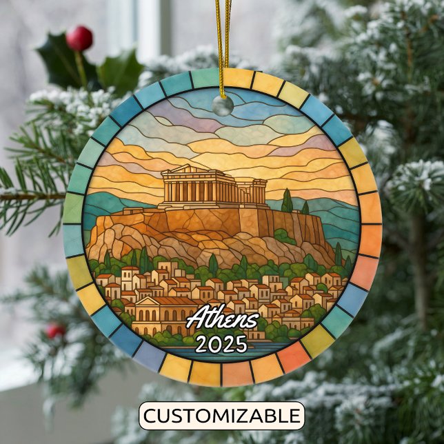 Personalised Stained Glass Athens Ornament (Creator Uploaded)