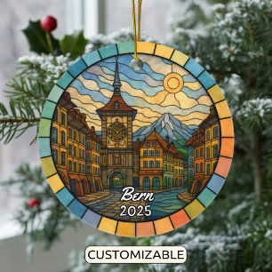 Personalised Stained Glass Bern Ornament