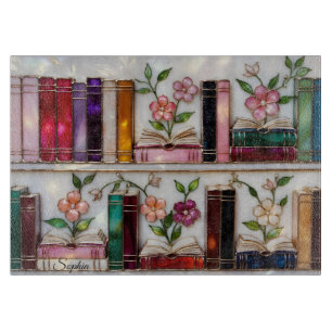 Personalised Stained Glass Bookshelf Cutting Board
