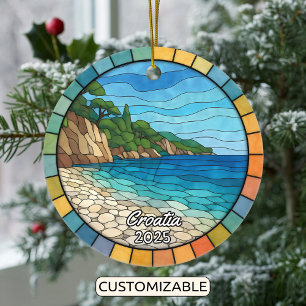 Personalised Stained Glass Croatia Ornament