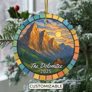Personalised Stained Glass Dolomites Ornament