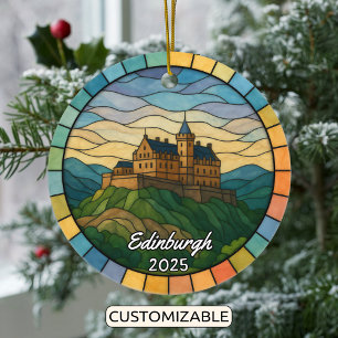 Personalised Stained Glass Edinburgh, Scotland Ceramic Ornament