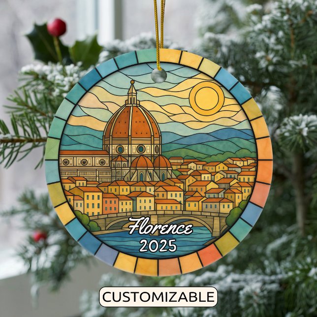 Personalised Stained Glass Florence, Italy Ceramic Ornament (Creator Uploaded)