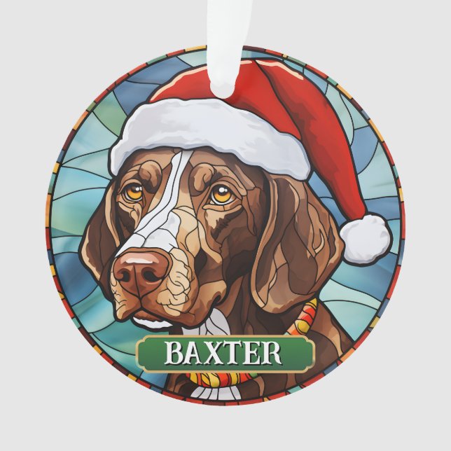 Personalised Stained Glass German Shorthair Pointe Ornament (Front)