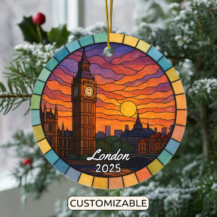 Personalised Stained Glass London, England Ceramic Ornament