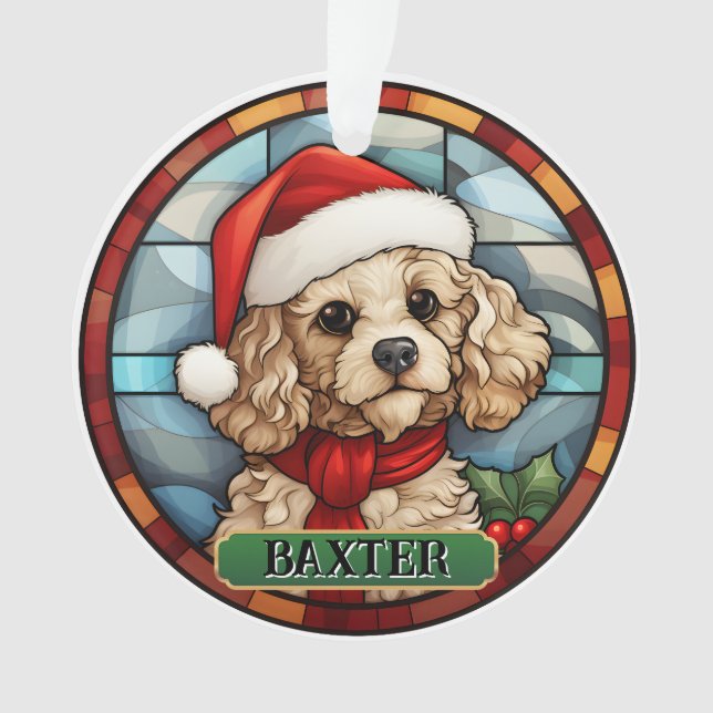 Personalised Stained Glass Poodle Ornament (Front)